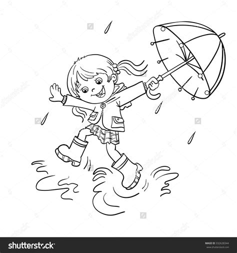 Portable jump starter can jump start up to a 4 liter engine's dead car battery in. playing in the rain Coloring Pages | Coloring Page Outline Of a Cartoon joyful girl jumping in ...