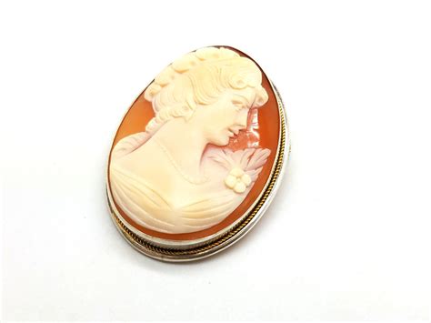 Beautiful 800 Silver Cameo Pin Brooch Pendant Vintage Large Size