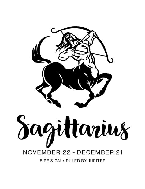Sagittarius Horoscope Art Print Archer Symbol Silver