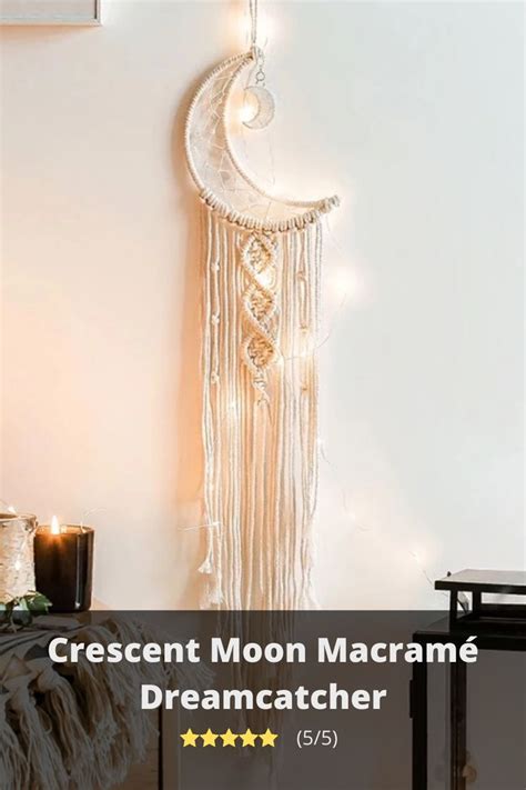 Maybe you would like to learn more about one of these? Crescent Moon Macramé Dreamcatcher in 2020 | Macrame wall ...