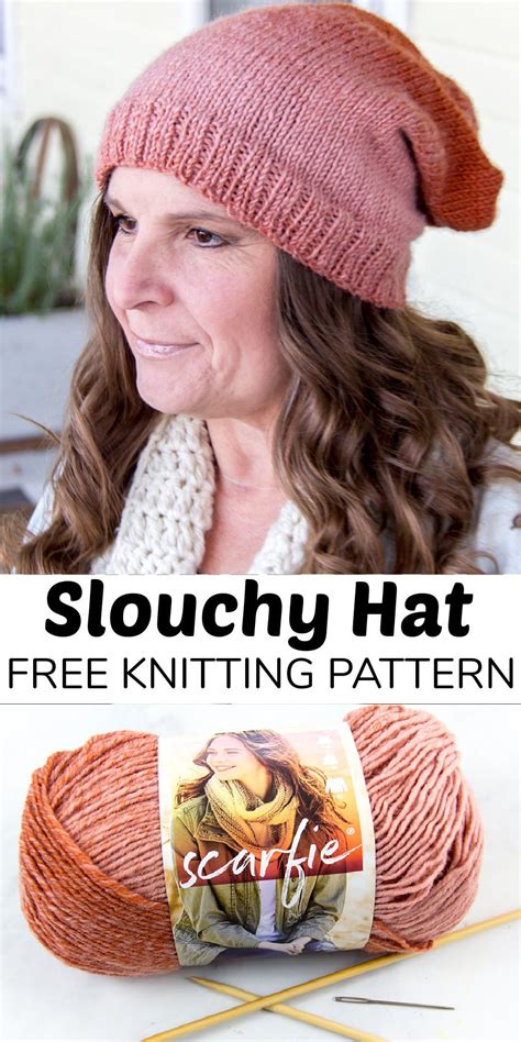 Slouchy Hat Knitting Pattern Using Straight Needles Make And Takes In 2023 Knit Slouchy Hat