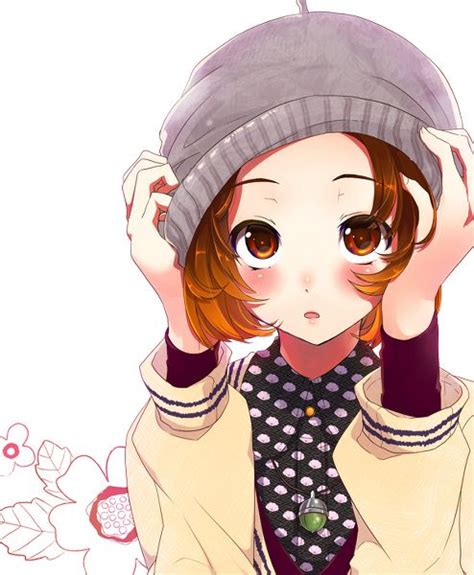 Anime Art Pretty Girl Big Eyes Blushing Hat