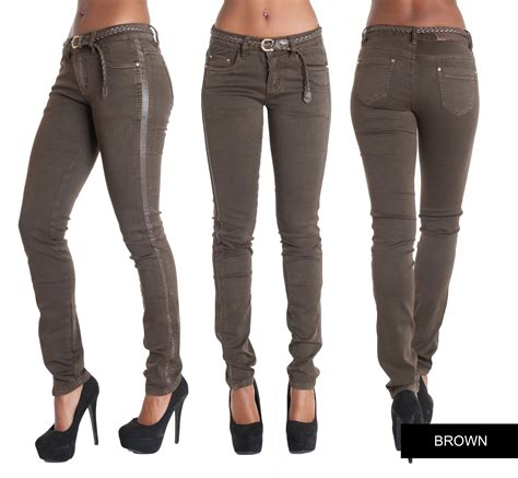womens skinny low waist cargo skinny stretch trousers jeans size 6 8 10 12 14