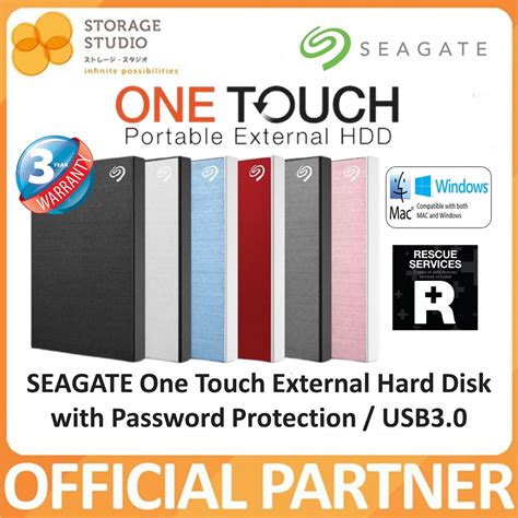 Seagate New One Touch External Hard Drive Hard Disk Hdd With Password Protection Usb