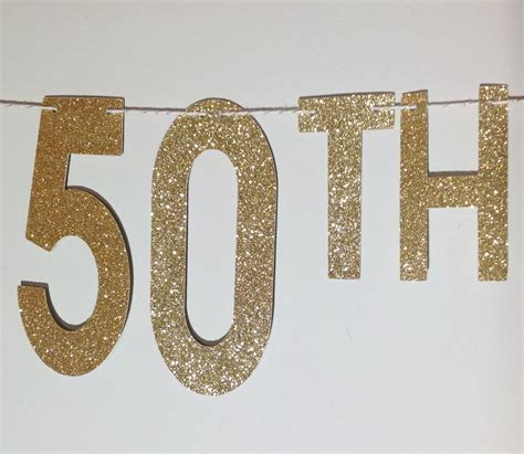 Gold Glitter Happy 50th Birthday Banner ~ 50th Birthday Banner ~ 50th