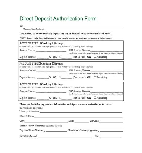 Free Direct Deposit Authorization Forms Pdf Word Eforms Free