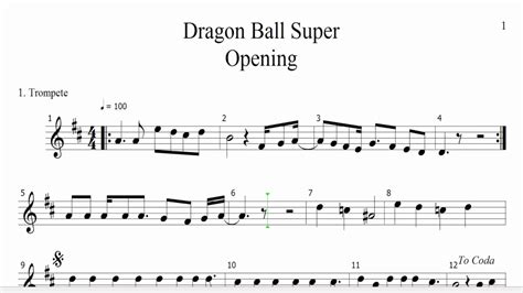 All dragon ball anime openings (dragon ball, dragon ball z, dragon ball gt, dragon ball z kai, dragon ball super), full, original. Partitura - Dragon Ball Super - Opening 1 (Trompete) - YouTube