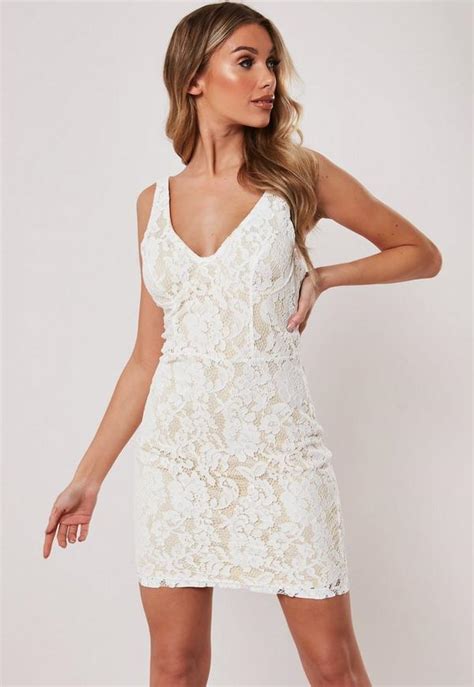 White Floral Lace Bodycon Mini Dress Missguided Ireland