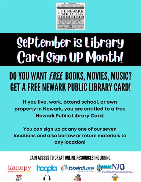 September Is Library Card Sign Up Month Newark Public Library