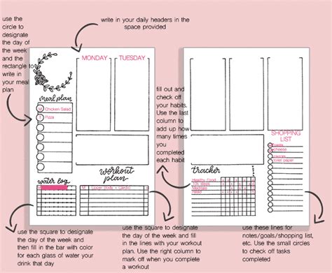 Awesome Free Bullet Journal Weekly Spread Printable The Petite Planner