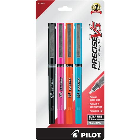 Pilot Precise V5 Rolling Ball Pen Extra Fine Point Assorted 4 Pack