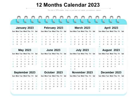 12 Months Calendar 2023 Ppt Powerpoint Presentation File Background