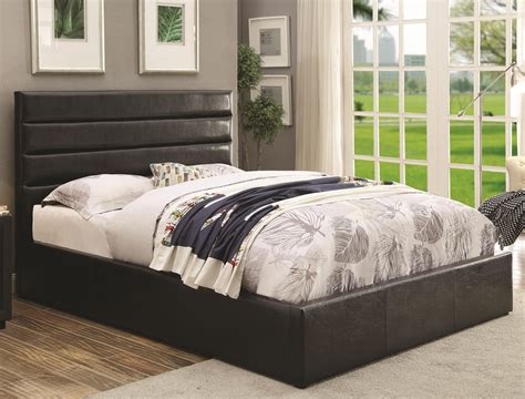 Coaster Riverbend Queen Black Leatherette Upholstered Bed  