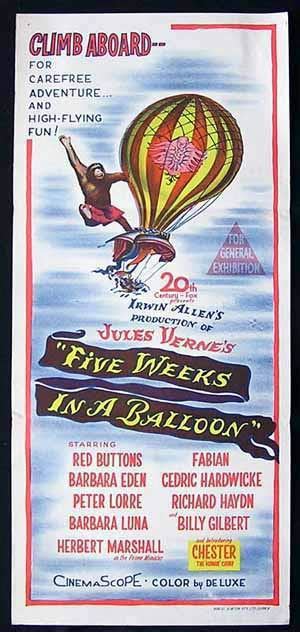 Five Weeks In A Balloon Original Daybill Movie Poster Peter Lorre Jules