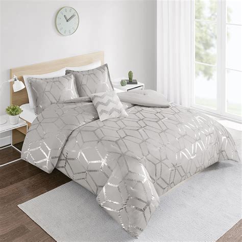 Brilliant silver metallic clearcoat (cladding). Comforter Set Queen Bedding Set - Vivian 4 Piece Grey ...