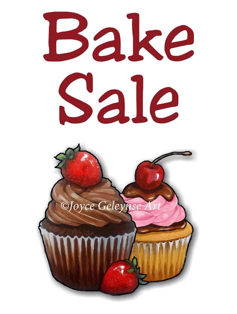 Printable Bake Sale Sign With Artwork Of Cupcakes Pink And