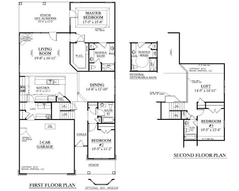 It provides an open style kitchen / dining / family room, a second bathroom with a bathtub and space for a washer and dryer, and a large second bedroom. 2 Story 3 Bedroom House Floor Plans Half Story Bedroom, 2 ...