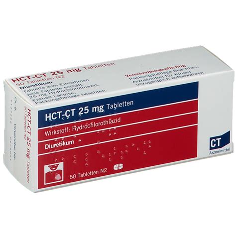 It blocks the action of aldosterone, which aids in the regulation of blood pressure. Hct-ct 25 mg Tabletten 50 St - shop-apotheke.com
