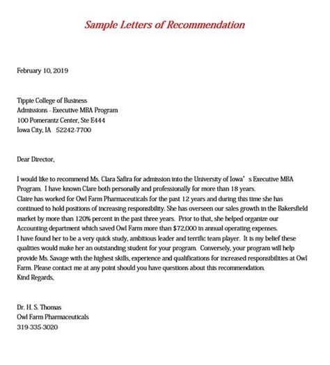 Mba Recommendation Letter From Employer Samples And Templates Download