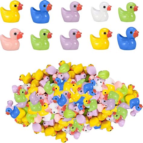 movstriker 100pcs mini resin ducks multicolor tiny ducks landscape decorations miniature duck