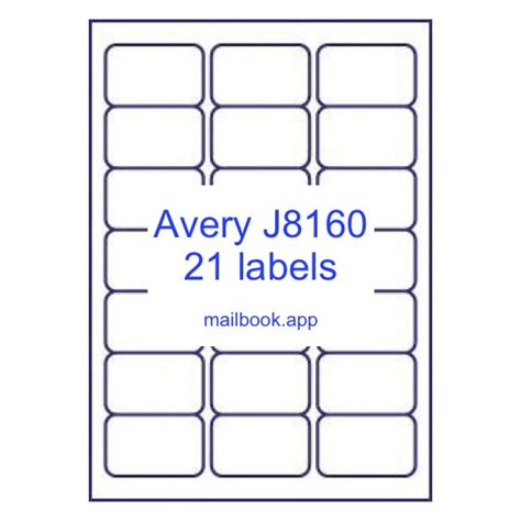 Label Template Compatible With Avery® J8160 Mailbook