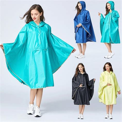 Stylish Ladies Rain Coat Waterproof Ponchos And Capes Black Rain Cloak