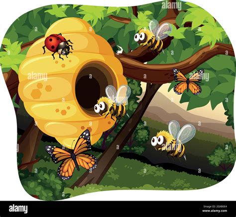 Abejas Y Insectos En El árbol Imagen Vector De Stock Alamy