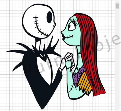 Jack Skellington And Sally Car Decal Sticker Multi Layered Etsy
