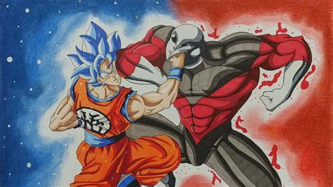 Drawing Goku Vs Jiren Epic Battle Round 1 Youtube
