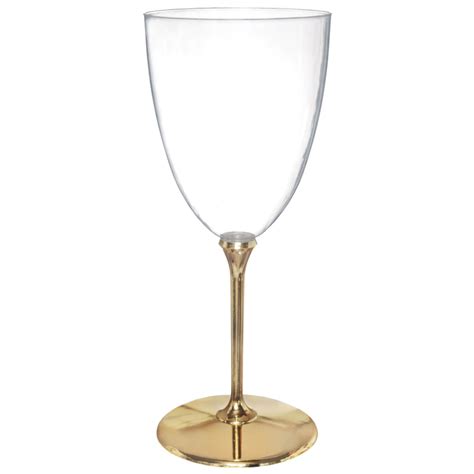 Premium Wine Glasses Clear Plastic With Gold Stem Amscan Asia Pacific