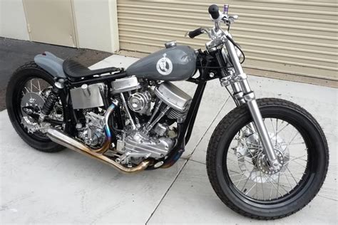 Gray Harley Davidson Panhead Bobber