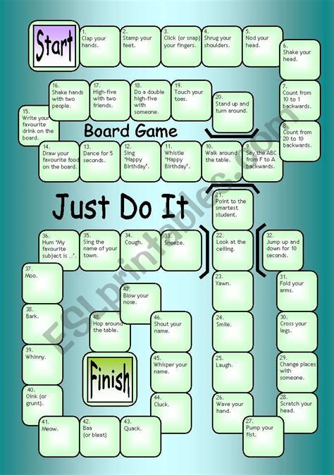 Board Game Just Do It Esl Worksheet By Philipr