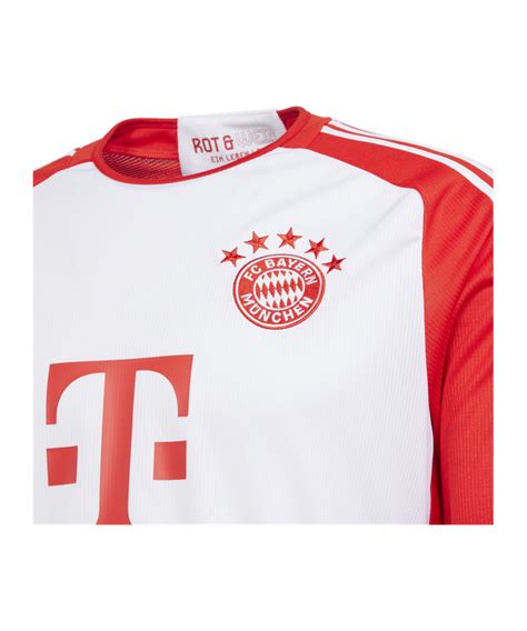 Adidas Fc Bayern München Ls Shirt Home 20232024 Kids Rouge