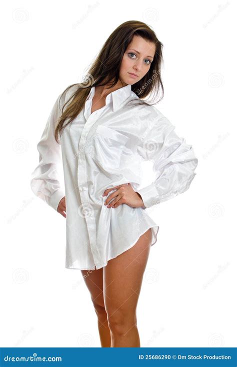 Attractive Woman In Mens Shirt Stock Photo Image