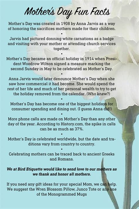 Mothers Day Fun Facts And T Ideas In 2021 Fun Facts