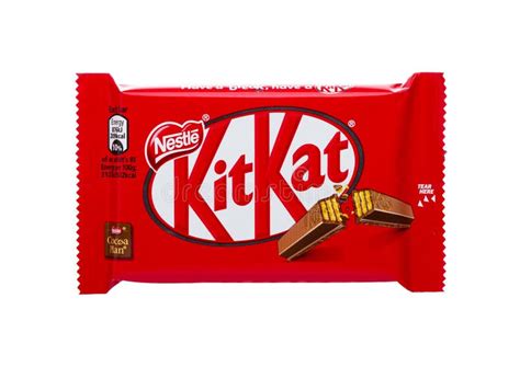 Londres Reino Unido 7 De Dezembro De 2017 Barra De Chocolate De Kit Kat No Branco As Barras