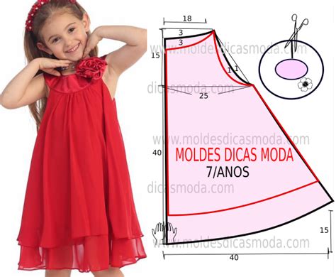 Vestido Infantil Simples Vermelho Moldes Dicas Moda Vestidos