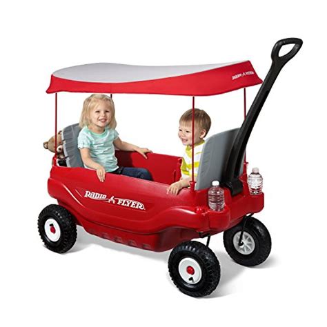The uv protection canopy includes four this protective canopy looks great on any wagon. Radio Flyer Deluxe All-Terrain Family Wagon Ride On, Red ...