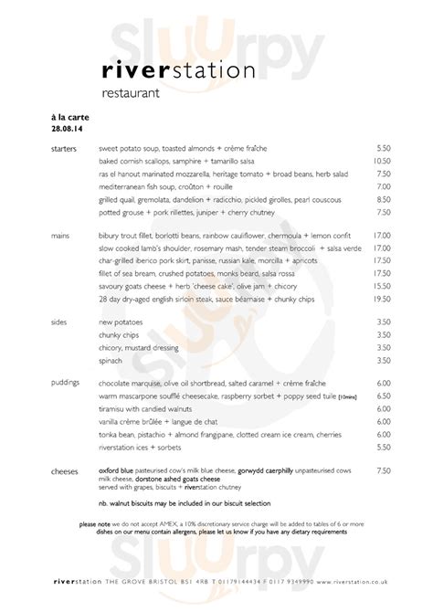 Riverstation Bristol Restaurant Menu Reviews And Prices