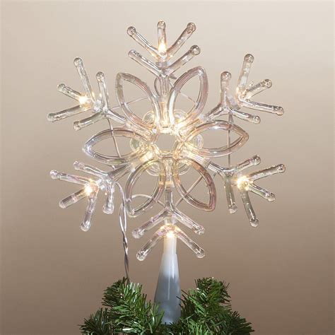 95 Inch Lighted Snowflake Design Tree Topper With Silver Glitter