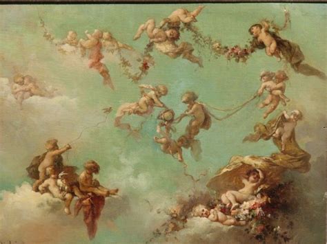 The Painting Depicts Many Cherubs And Angels Flying In The Sky