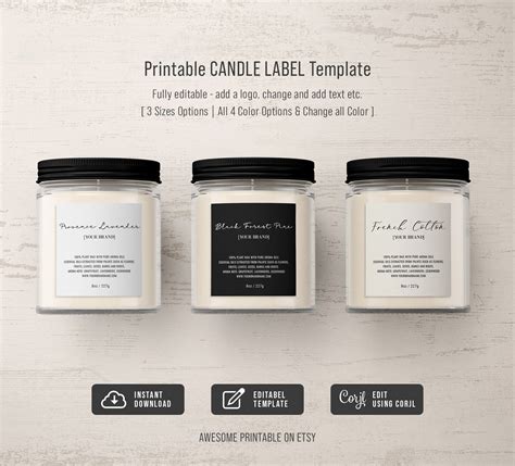 Minimalist Candle Label Template Editable Candle Labels Etsy Candle