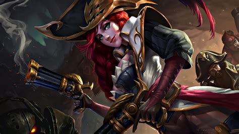 miss fortune redhead game woman league of legends pirate hat saint cygnus hd wallpaper