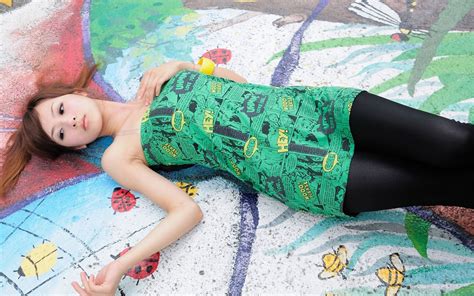 wallpaper women asian blue lying down pattern green dress mikako zhang kaijie play
