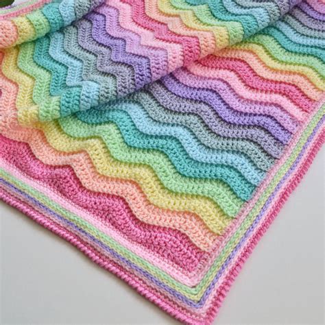 Crochet Ripple Blanket Rainbow Blanket Afghan Baby Stroller Baby