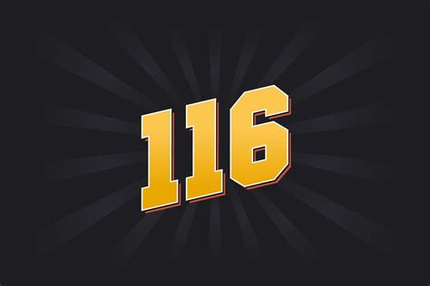 Number 116 Vector Font Alphabet Yellow 116 Number With Black