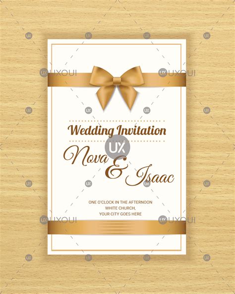 Free Retro Wedding Invitation Card Template Design Vector