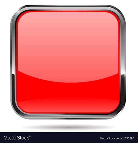 Red Square Button With Metal Frame Royalty Free Vector Image