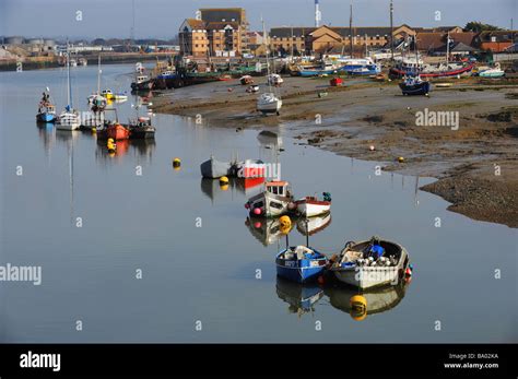 Small Fishing Boats Moored In Shoreham Harbour Stock Photo Royalty