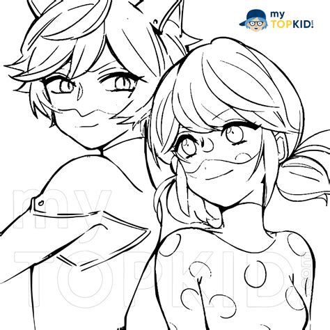 Coloriage Miraculous Ladybug Coloring Page Ladybug And Cat Noir Porn
